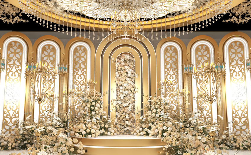 仙居香槟色调婚礼堂效果展示